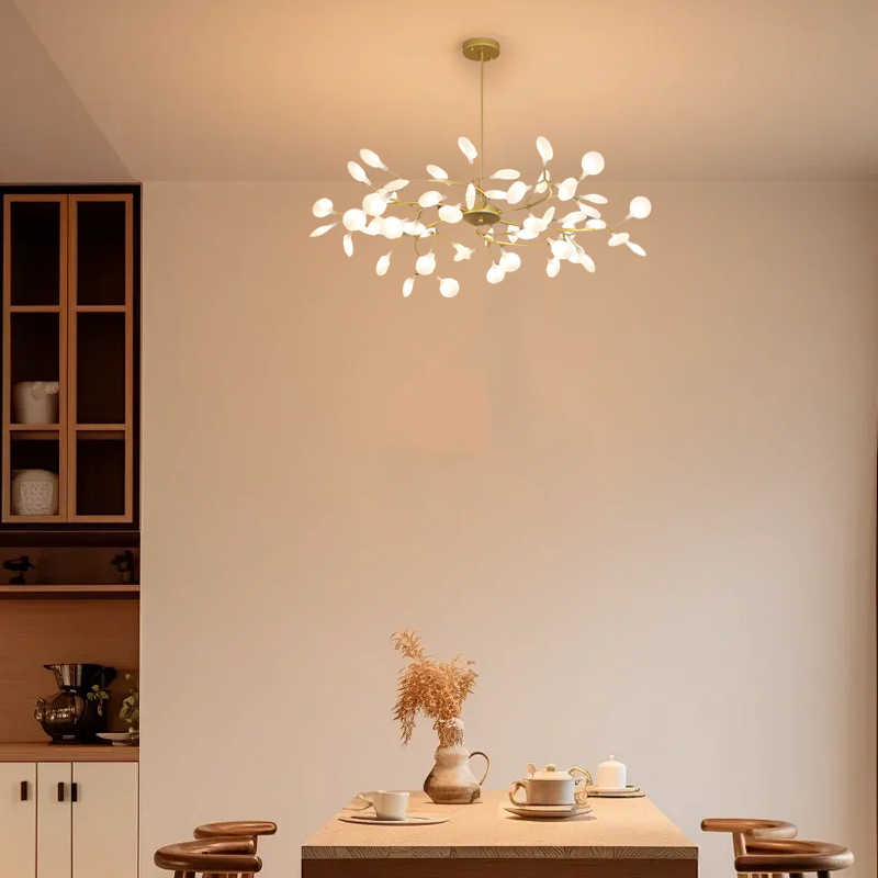 Modern Branch Firefly Gold Chandelier Dining Room